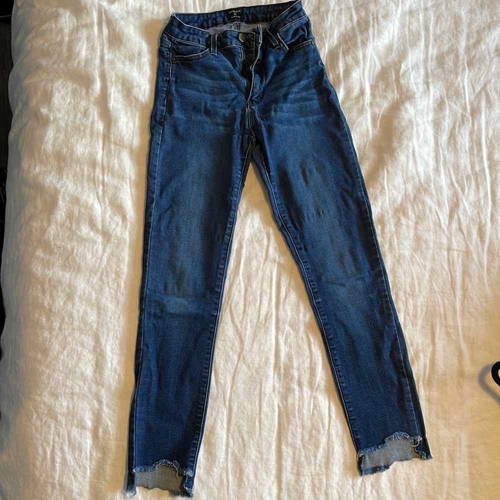 Straight legged, dark wash Jeans. Lightly worn.